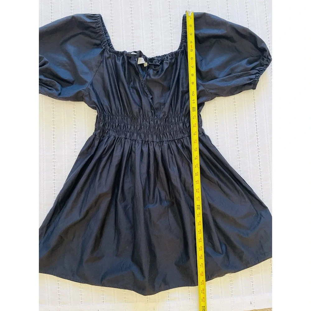 Devotion Twins Puff Sleeve Smocked Cinched Waist Mini Dress. Med. Made In Greece